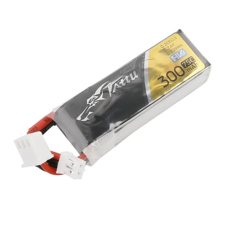 Tattu Batterie LiPo Akku 300mAh 75C 2S1P HV JST-PHR